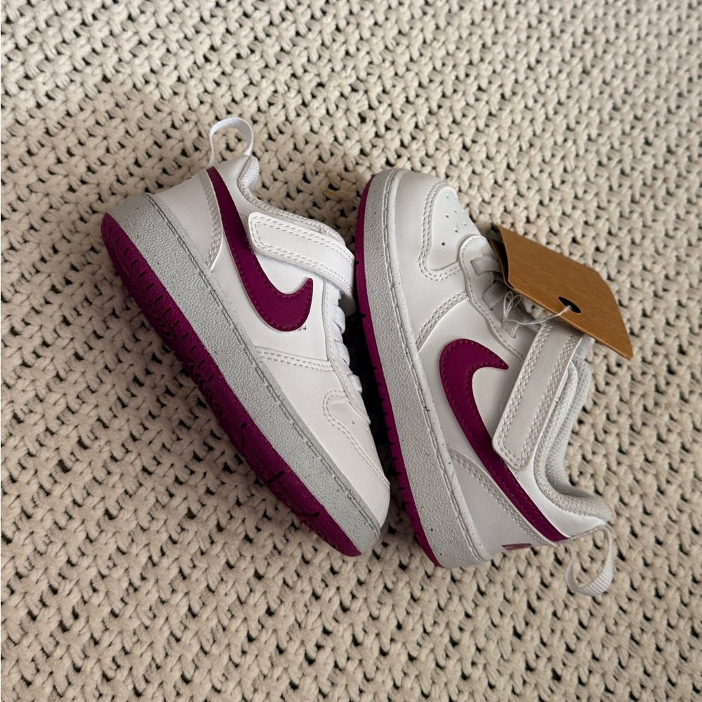 Kids White and Purple Sneakers